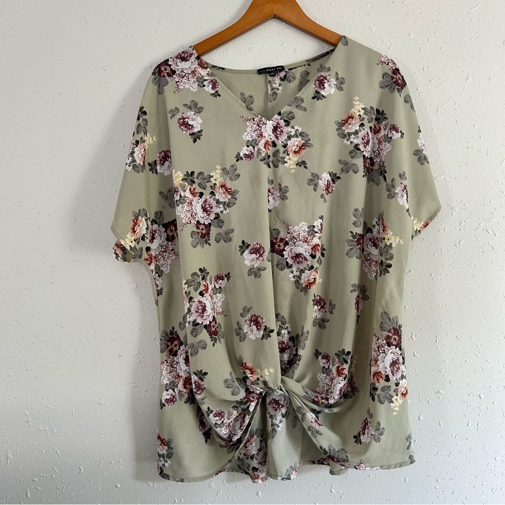 🦋 West Kei Olive Green Floral Lightweight Blouse XXL